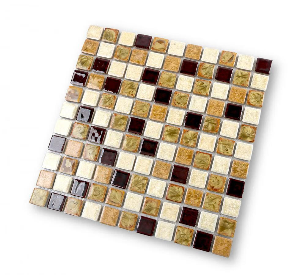 虎皮冰裂陶瓷马赛克电视背景墙餐厅墙壁特色马赛克褐色3030