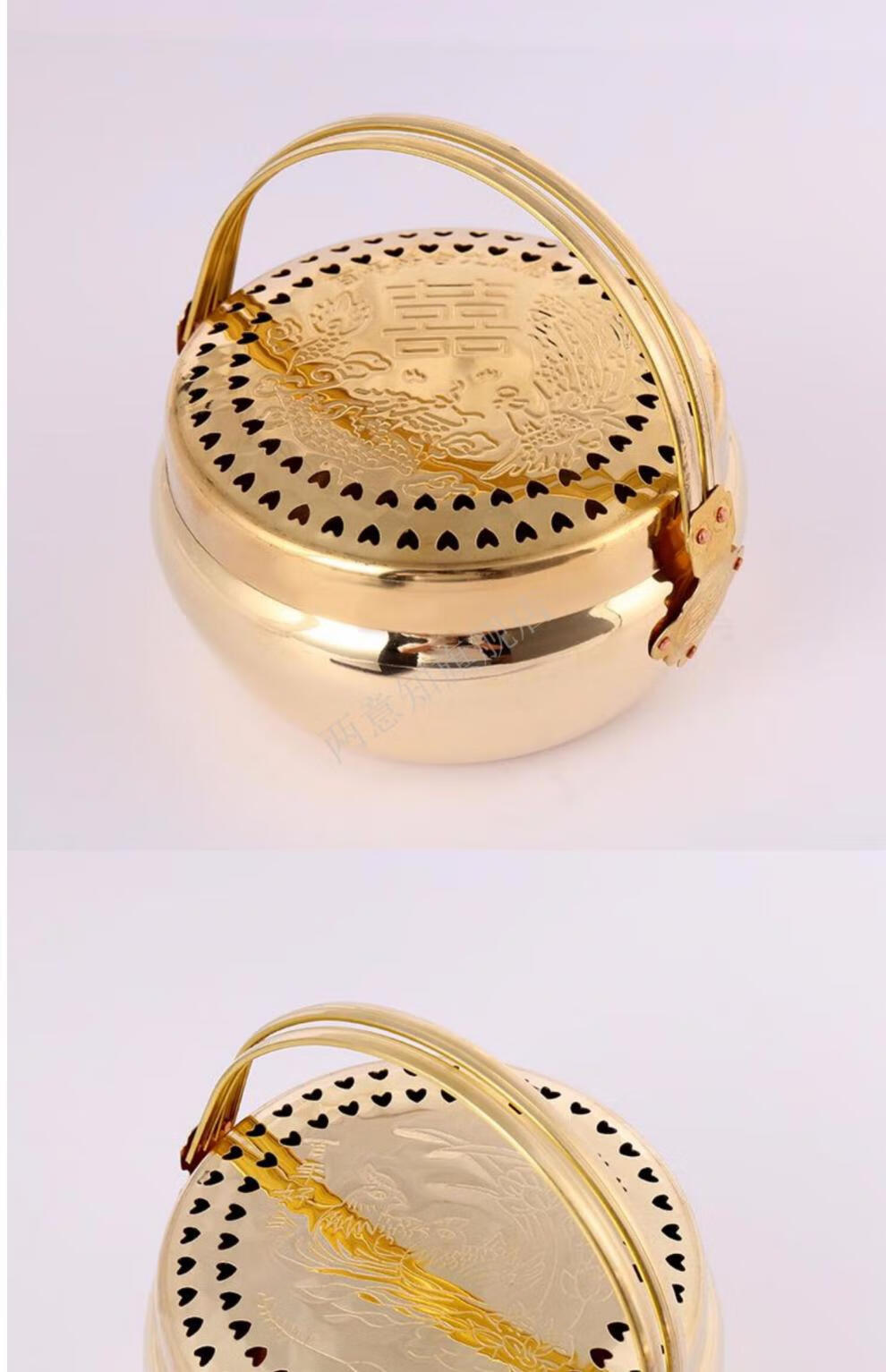 结婚铜火炉传统结婚庆用品铜火炉新娘陪嫁嫁妆旺夫铜火囱火铳手炉火冲