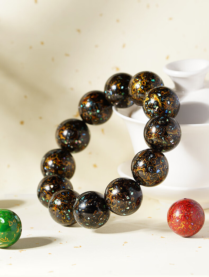 槿逸斯 20mm大漆珠非遗纯手工手串佛珠中国风服饰装饰文玩礼品 20mm蓝