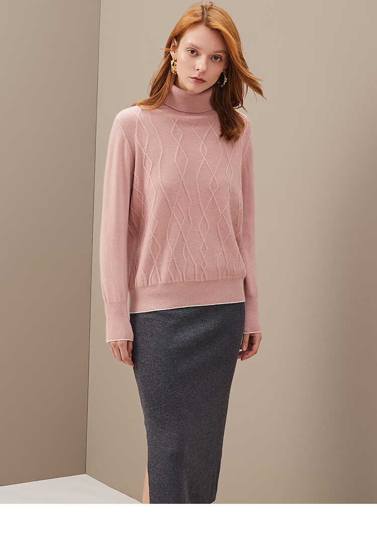 zb珍贝纯羊绒衫女两翻高领保暖针织衫秋冬新款套头毛衣5988黑色m100码