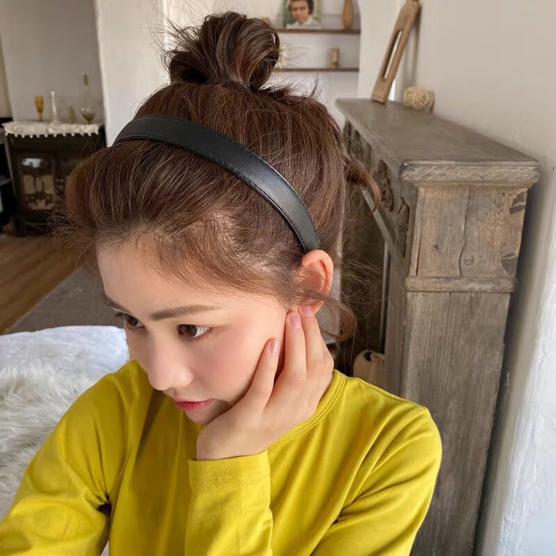 jennie同款发箍金智妮皮质气质皮革头箍少女学生压发发饰头饰sn6326棕