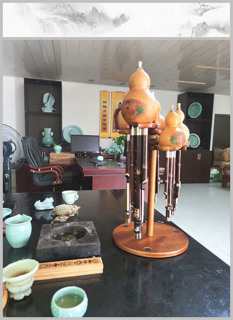 座架倒放排水葫芦丝挂钩c调f调降b调通用展示架子原木色3层葫芦丝架