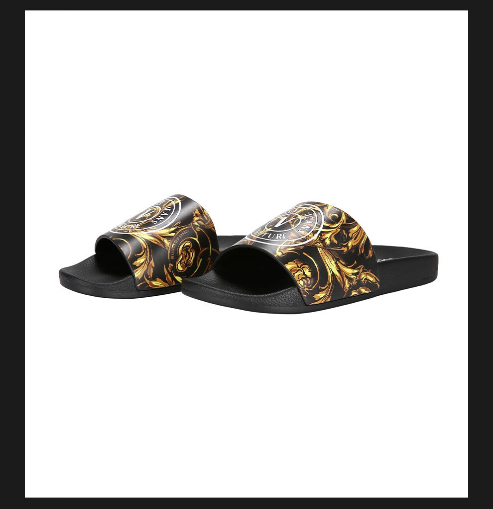 versace jeans couture/范思哲 22春夏新品男士拖鞋品牌logo印花一字