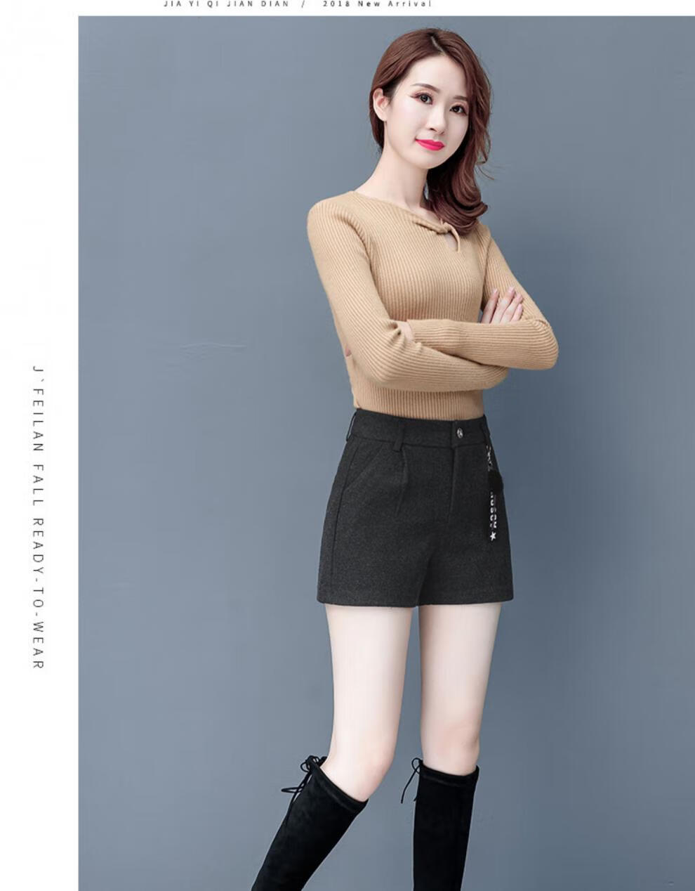 高档奢华毛呢短裤外穿毛呢短裤女秋冬毛呢短裤女秋款外穿2020新款秋