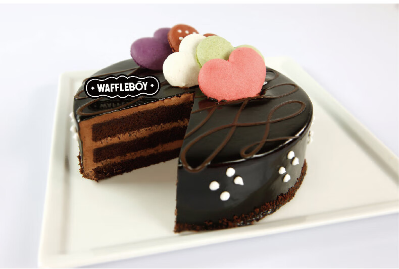 窝夫小子恋心马卡龙巧克力奶油创意生日蛋糕送女友北京同城速递 黑色