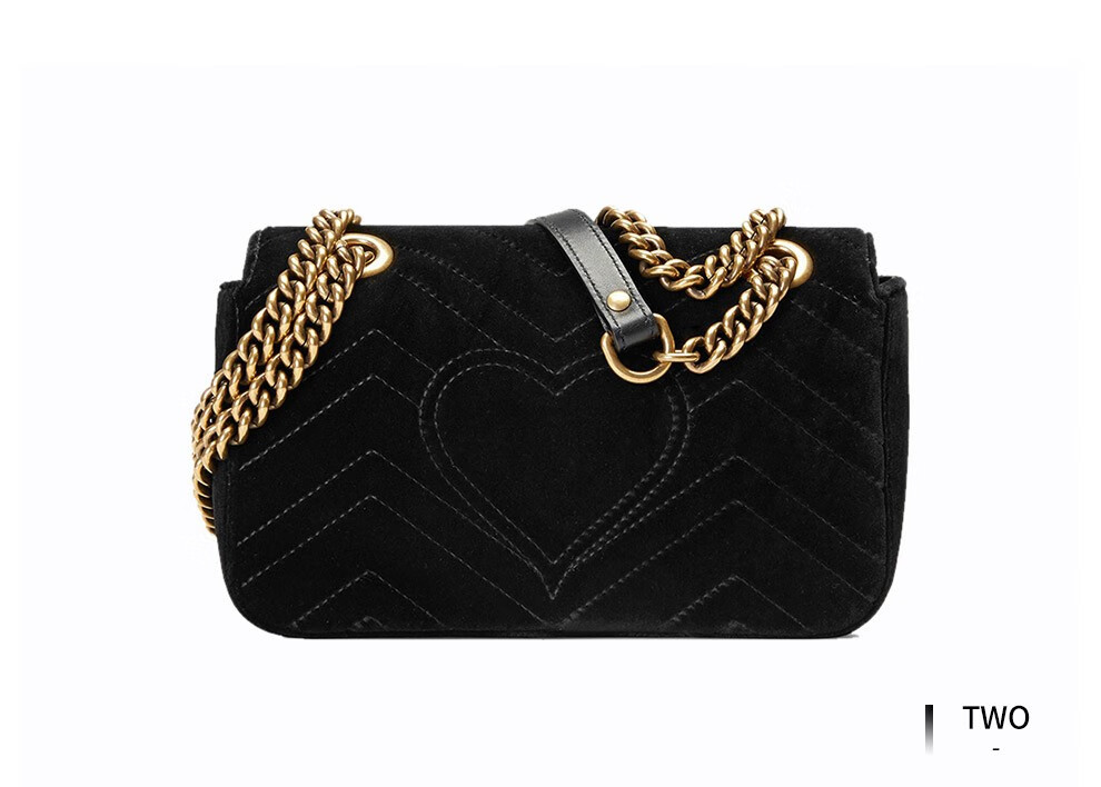 保证gucci古驰女包女士黑色天鹅绒单肩包446744k4d2t1000