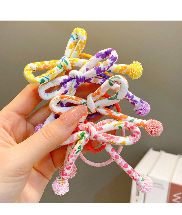 网红碎花蝴蝶结头绳儿童女童小女孩宝宝可爱扎头发皮筋发饰头饰女紫色