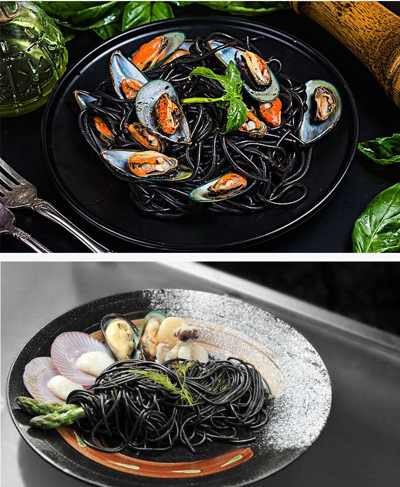 莫利 意大利进口 墨鱼汁意面500g 直条型意面意粉 意大利面条 黑色面