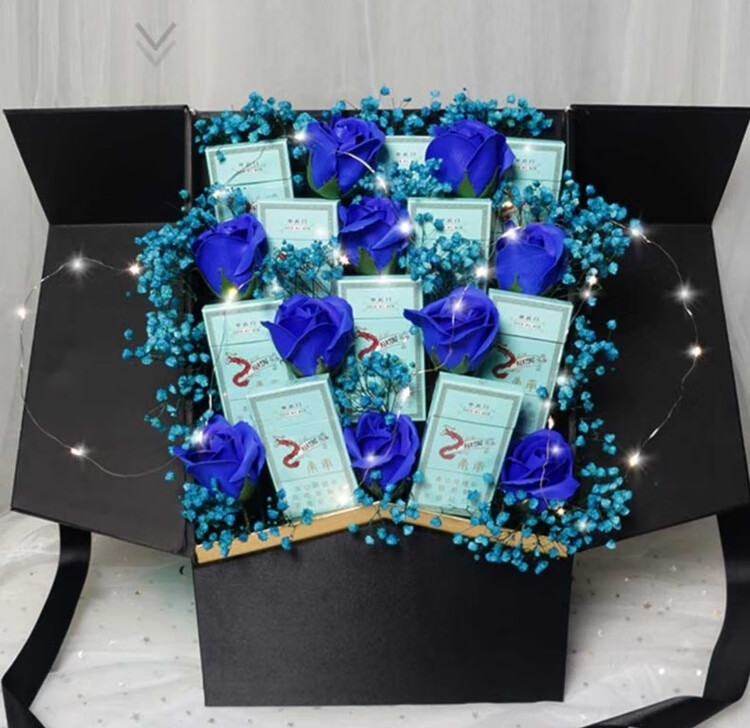 父亲节礼盒空盒送爸爸生日礼物创意高级感礼品盒子包装盒 蓝满天星1份