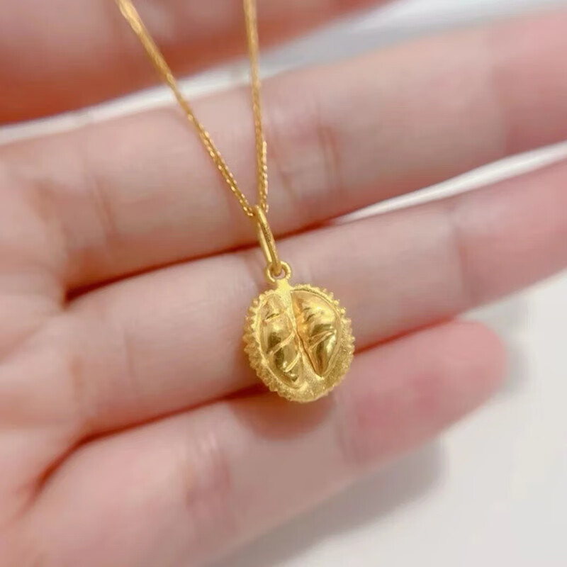 老凤凰999足金榴莲吊坠女黄金榴莲坠子水果项链七夕情人节礼物送女友