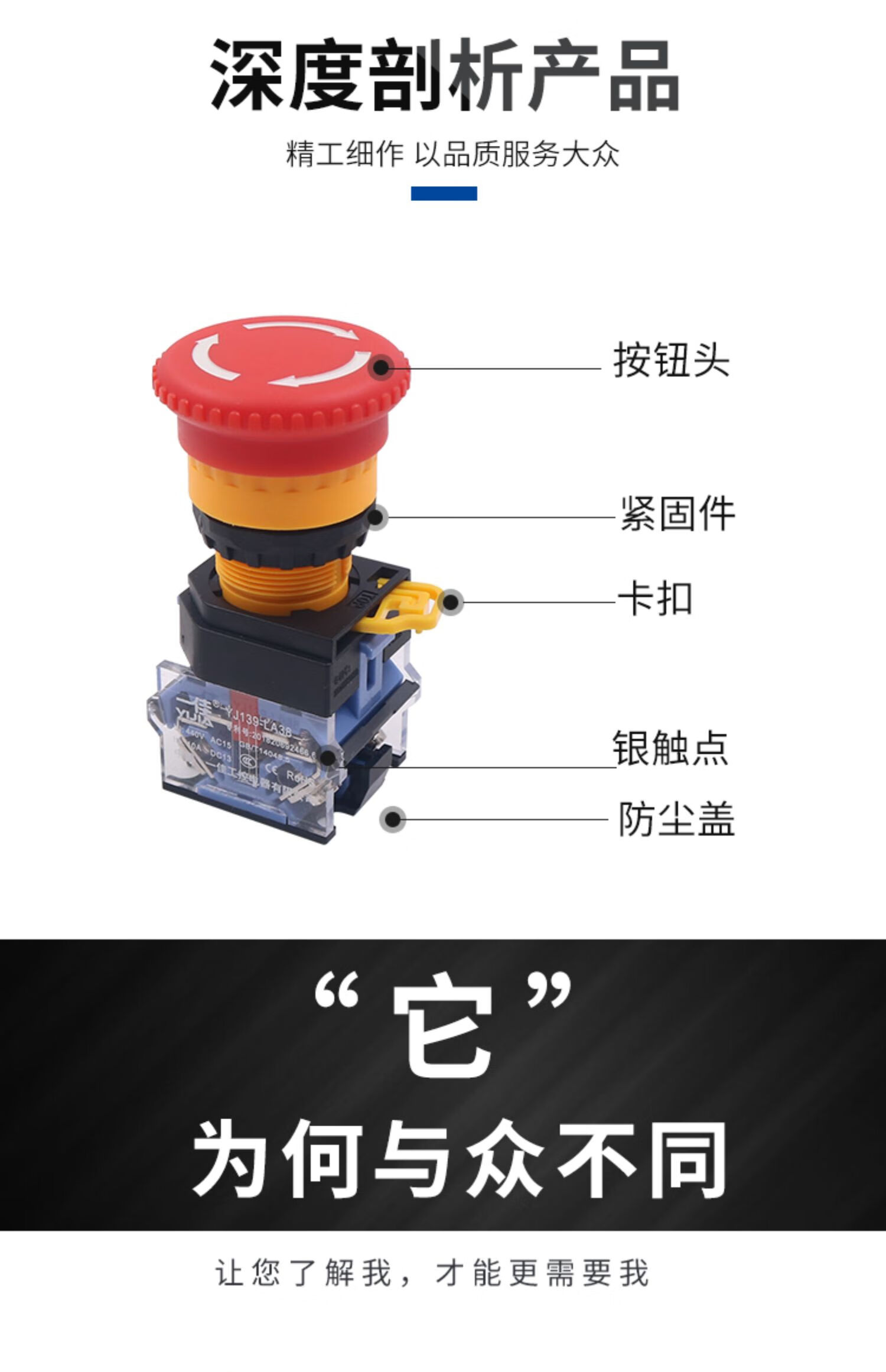 电梯底坑紧急制动急停按钮开关stop大蘑菇头圆22mm la38-11zssoumiety