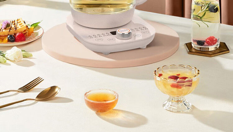 九阳养生壶多功能煮茶器15l电水壶带过滤网炖盅蒸蛋架玻璃炖盅旋钮