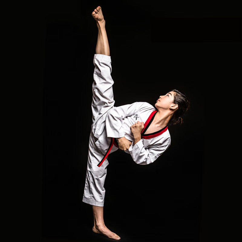 跆拳道服儿童 训练跆拳道道服龙队林秋楠同款 140cm红黑领135-145cm