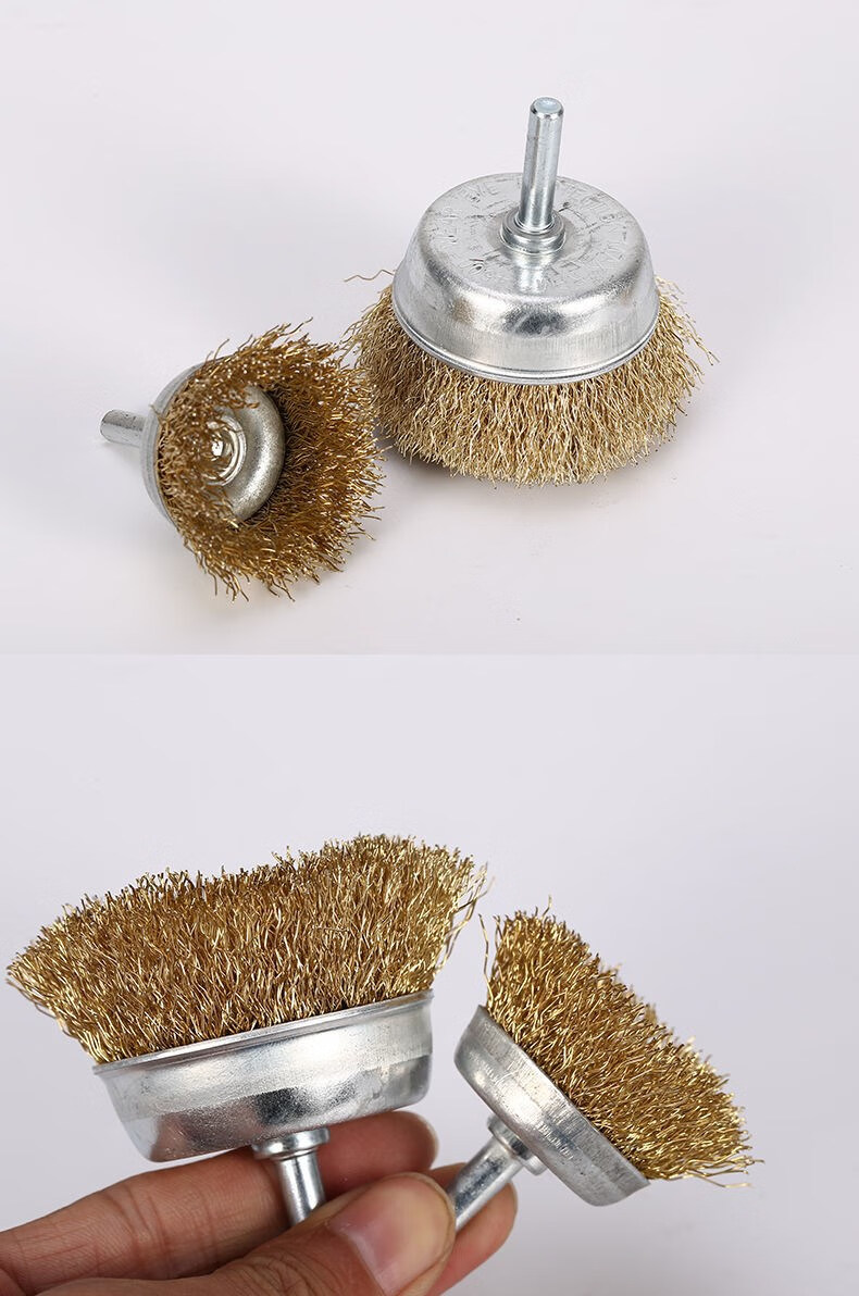 钢丝轮带柄碗型钢丝刷 6mm柄钢丝轮 金属表面除锈 木雕根雕打磨去毛刺