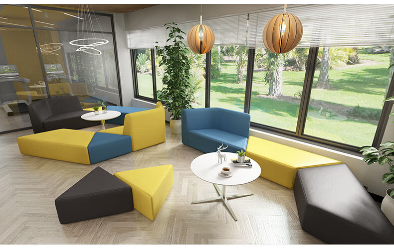 【送货到家】创意办公室休闲区异形接待沙发简约现代商务会客百变沙发