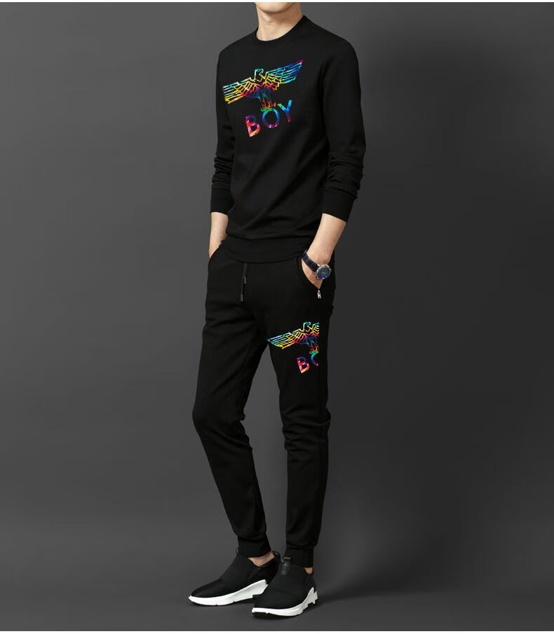 century boy男装2020新款男士休闲套装秋冬季圆领卫衣大码潮流男装