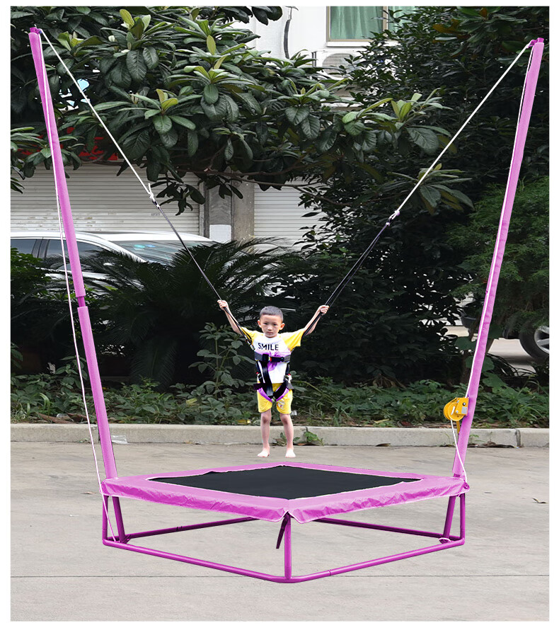 蹦床室内弹跳床户外宝宝小孩小型蹦极床健身跳跳床一代单层绕绳款手拉
