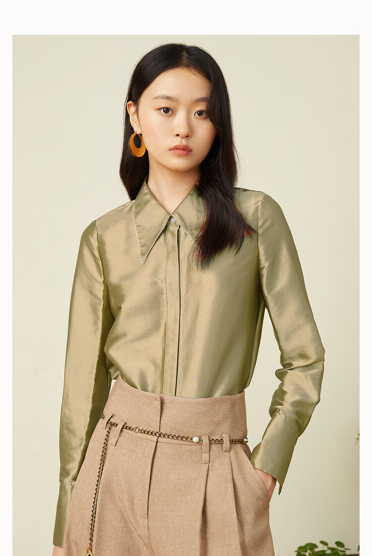 音儿专柜女装2022夏季新款衬衫8232230290 金色 36【图片 价格 品牌