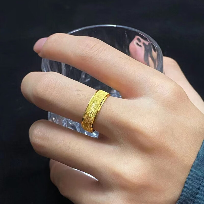 瑞诺(ruinuo)黄金戒指男士开口指环999足金素圈戒子生日新年礼物送