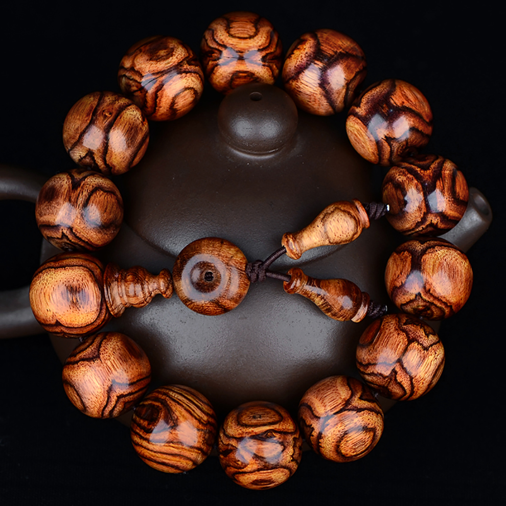 檀境 海南黄花梨手串鬼脸对眼男士佛珠手串 老料海黄手串降香黄檀文玩