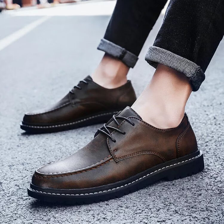 奥康皮鞋男年轻人休闲款男士百搭潮流鞋子韩版青年学生男鞋英伦风商务