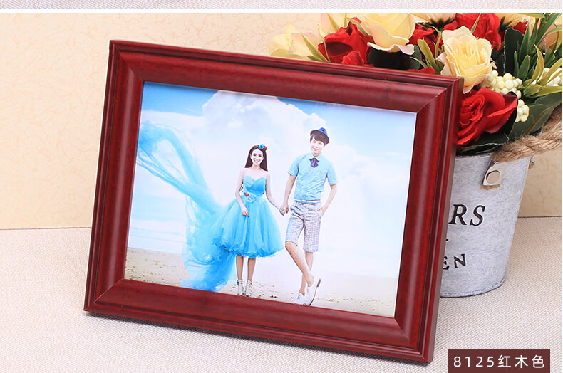实木67七810寸艺术婚纱照片相框4k拼图a4a3奖状画框摆放挂墙定制柚木