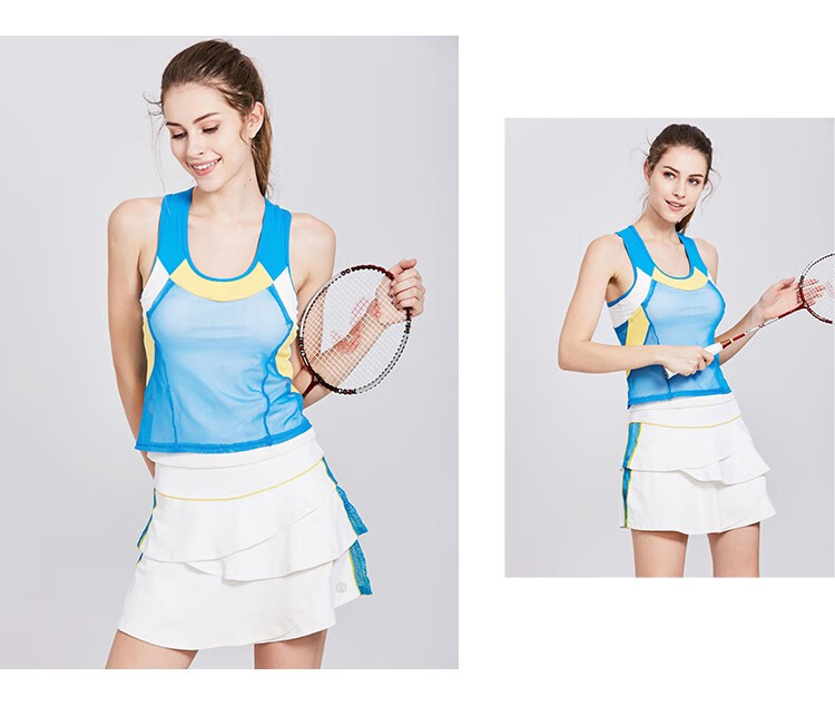斯哲维世品牌轻奢网球服女套装夏季2022新款无袖性感运动上衣网球裙