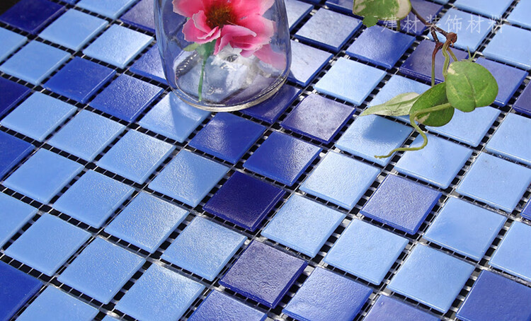 蓝色玻璃马赛克游泳池马赛克卫生间瓷砖地中海外墙马赛克户外景观奥迪