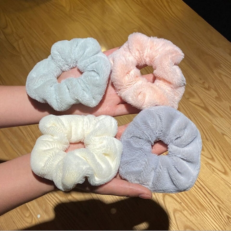 冬日新款兔毛大肠发圈百搭毛绒绒猪大肠头绳可爱丸子头发圈女发饰