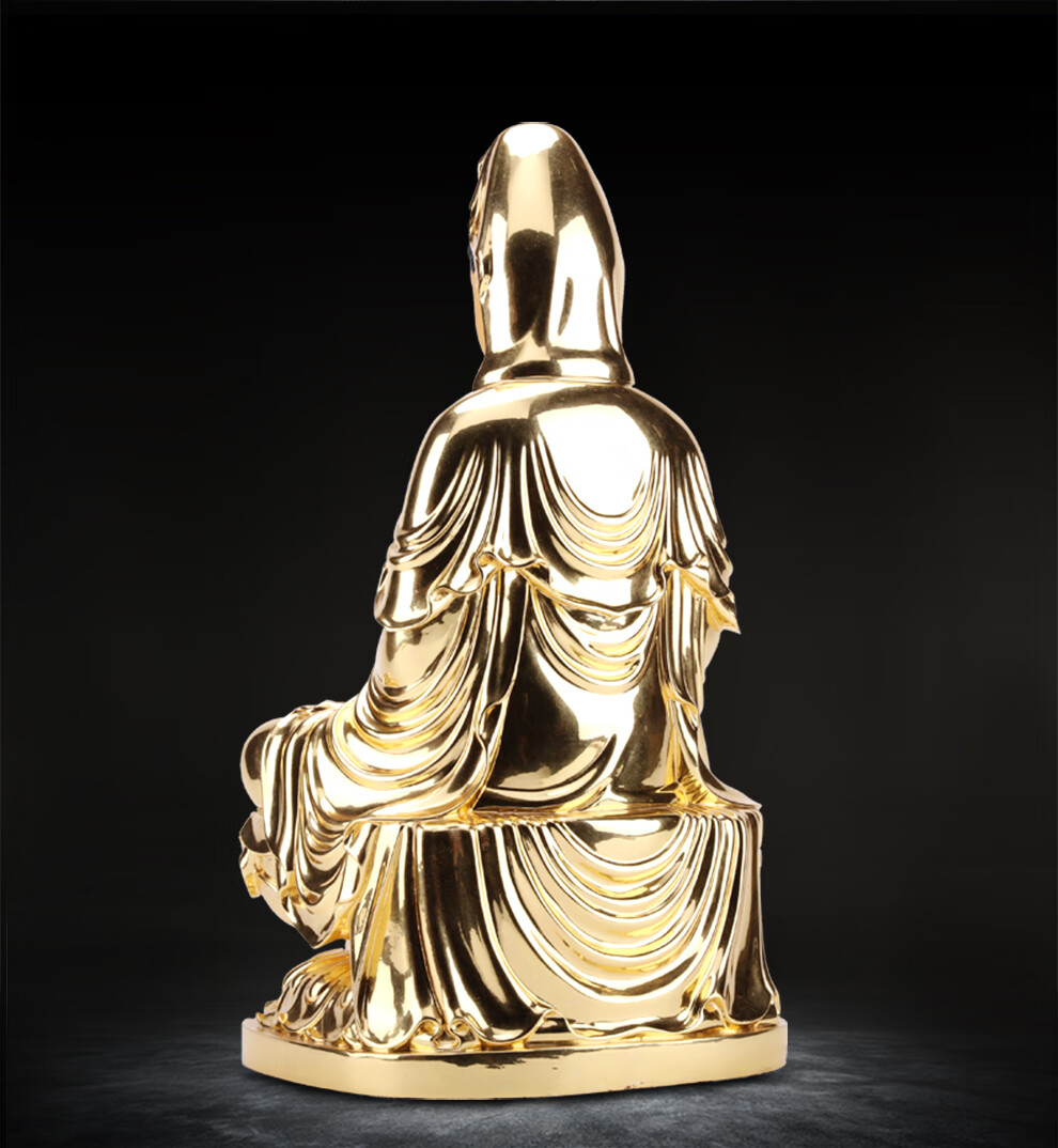 印午纯铜鎏金彩绘贴金观音菩萨像供家用观世音菩萨佛像家供居家家具