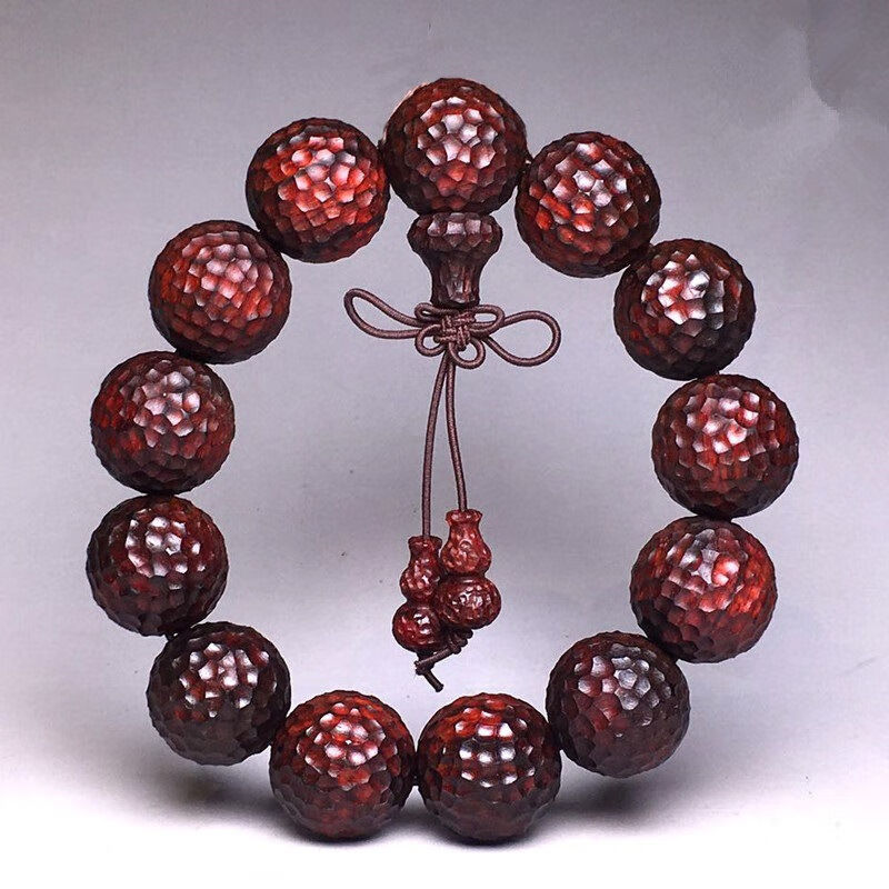 小叶紫檀锤纹珠手串紫檀木男女手饰古风雕刻文玩情侣手链锤纹珠手串15