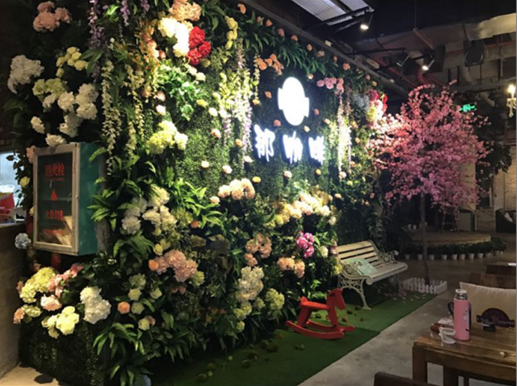 仿真植物墙室内背景形象墙绿植墙花墙网红墙绿色塑料草坪假草装饰