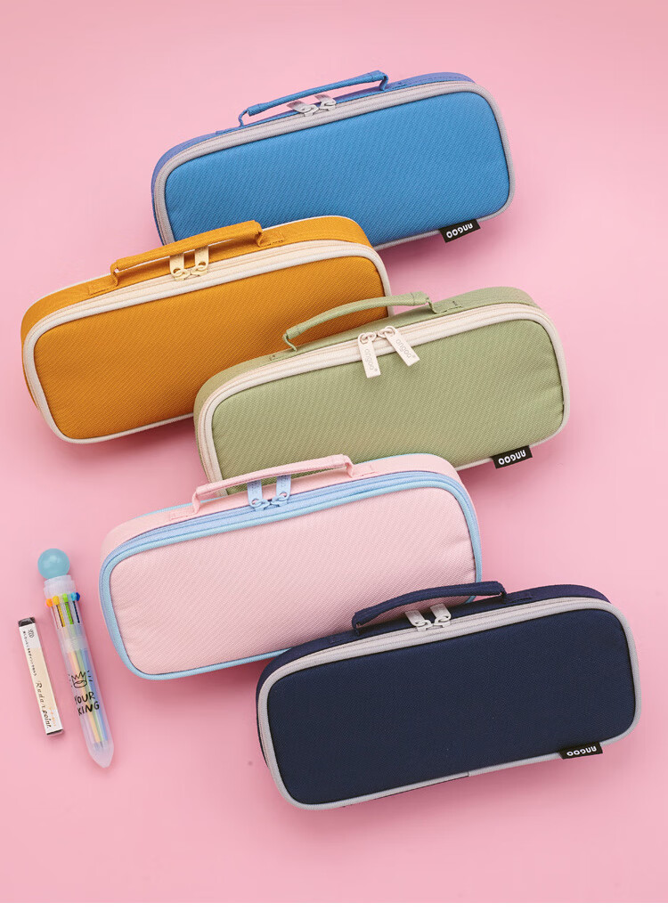 安蔻笔袋大容量女简约ins网红日系多功能布艺复古风高中生大学生文艺