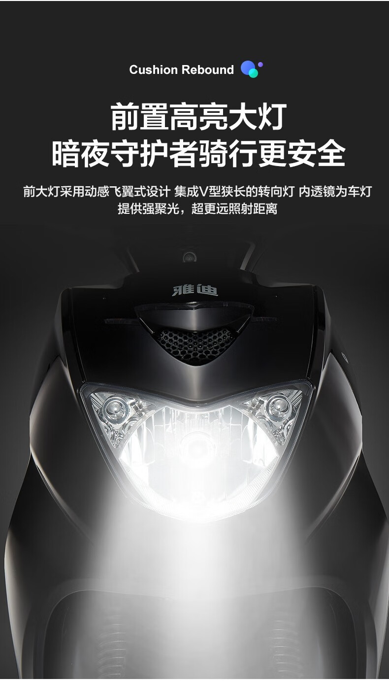 雅迪yadea电动车豪战精致高能版石墨烯电池电瓶车男女代步车电动轻便