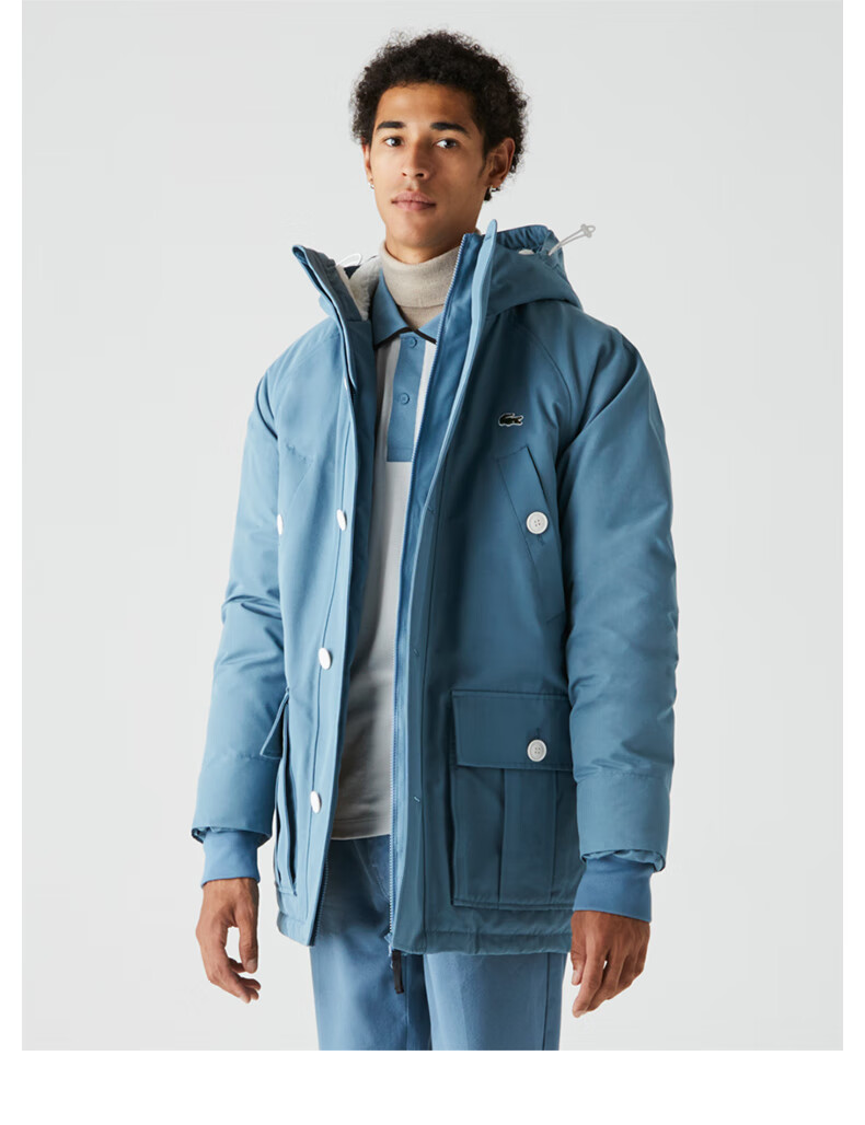 lacoste法国鳄鱼情侣装20秋冬新款时尚保暖连帽休闲羽绒服bh1122 hbm