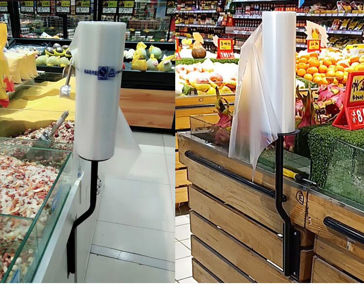 憬芊超市连卷袋支架手撕袋架子不锈钢购物袋支架塑料散称架子挂式竖管