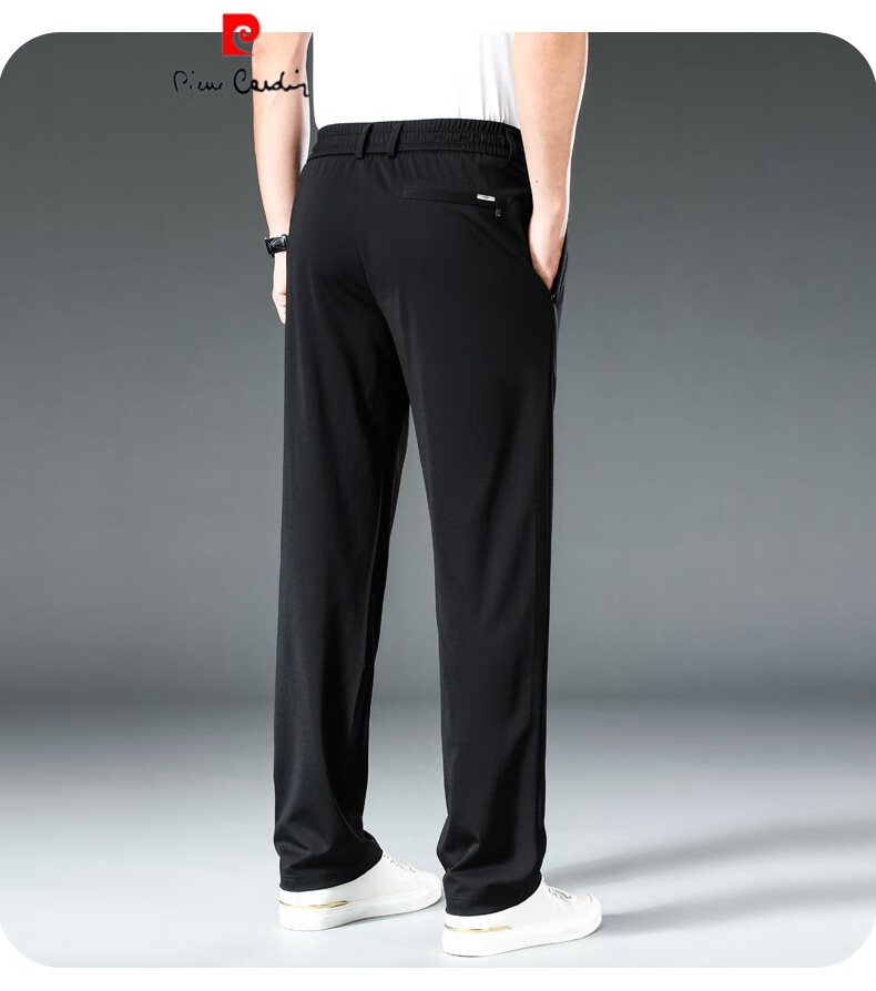 皮尔卡丹男装轻奢 针桑蚕丝男士休闲裤夏季薄款冰丝裤子男爸爸夏装速