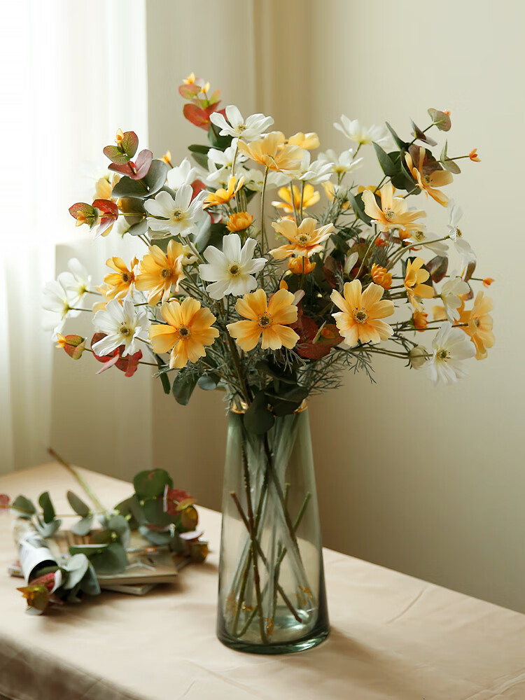 色彩自然格桑花高品质假花仿真花摆设客厅摆件电视柜装饰花束套装