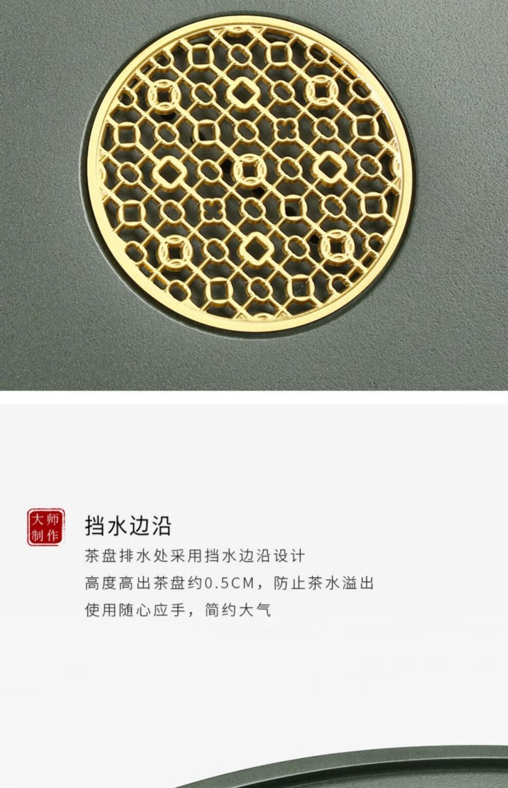 天罗绿石茶盘整块天罗绿石茶盘简约石头小号茶台圆形家用茶海日式功夫