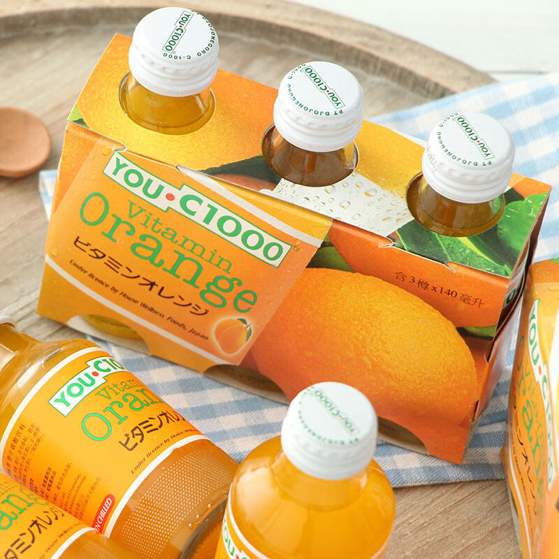 印尼进口优吸youc1000维他命c橙汁果汁碳酸饮料汽水苹果味1瓶