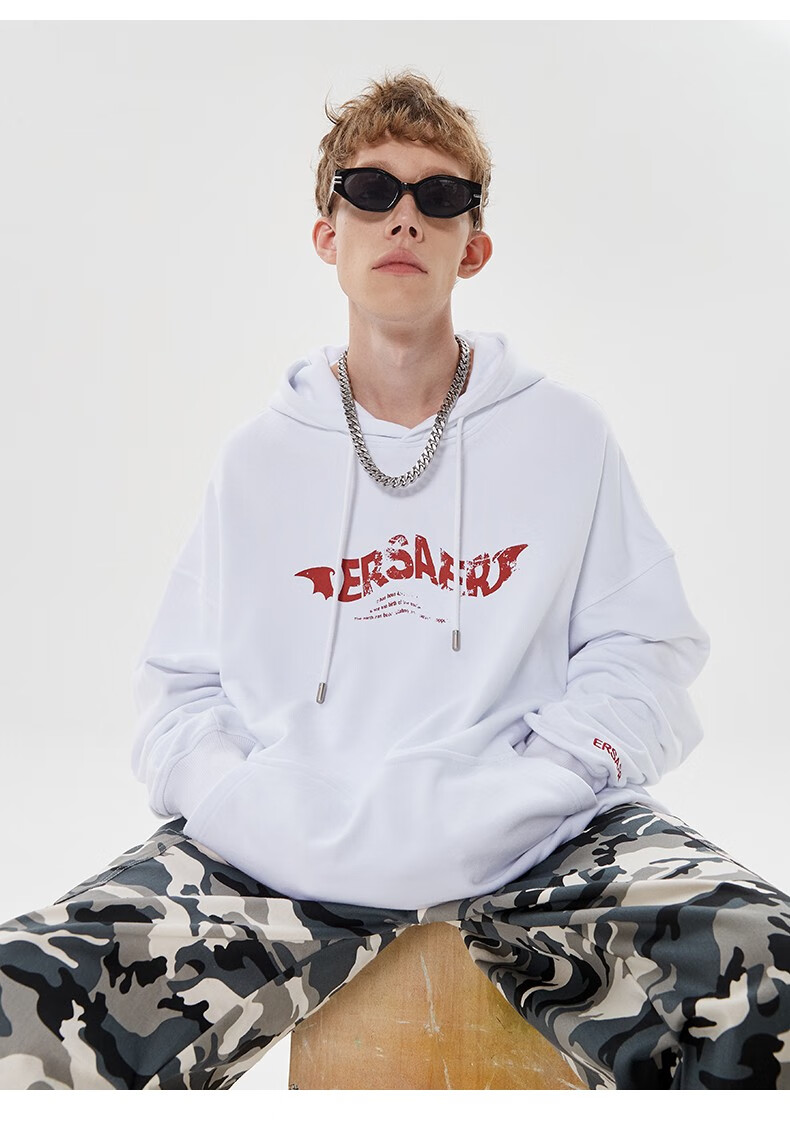 er 恶魔爱心重磅连帽卫衣男美式高街潮牌上衣春秋季宽松休闲情侣装