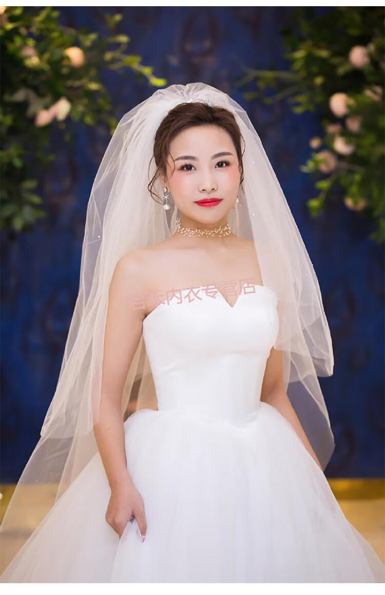 高档女王轻奢新娘结婚主婚纱头纱女超长款拖尾白色超仙森系拍照简约