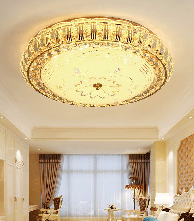 世朵(shiduo)欧式led吸顶灯 温馨浪漫房间灯家用卧室客厅水晶灯侧发光