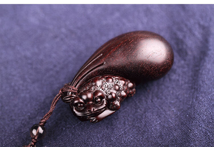 恋江南印度小叶紫檀木金蟾运财手把件钱袋文玩把玩物件男女款檀香木