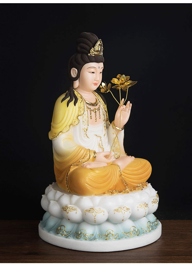 大势至菩萨摆件佛像供奉家用汉白玉观音菩萨摆件西方三圣佛教用品 48