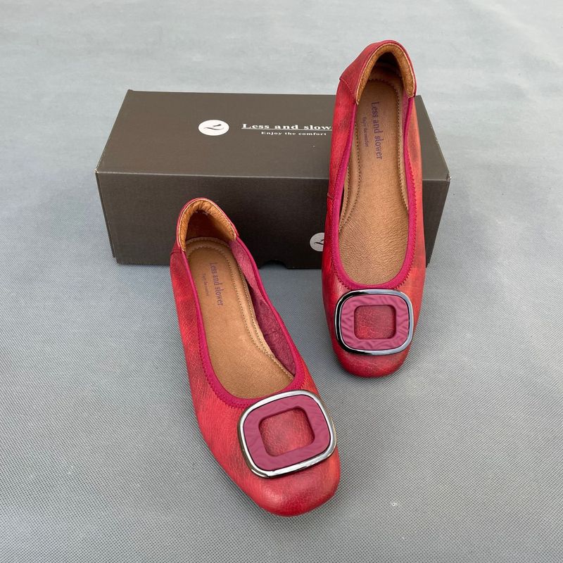 大码女鞋40-43宽胖脚特大低跟牛皮浅口女单鞋四季鞋 好穿 有4243大码