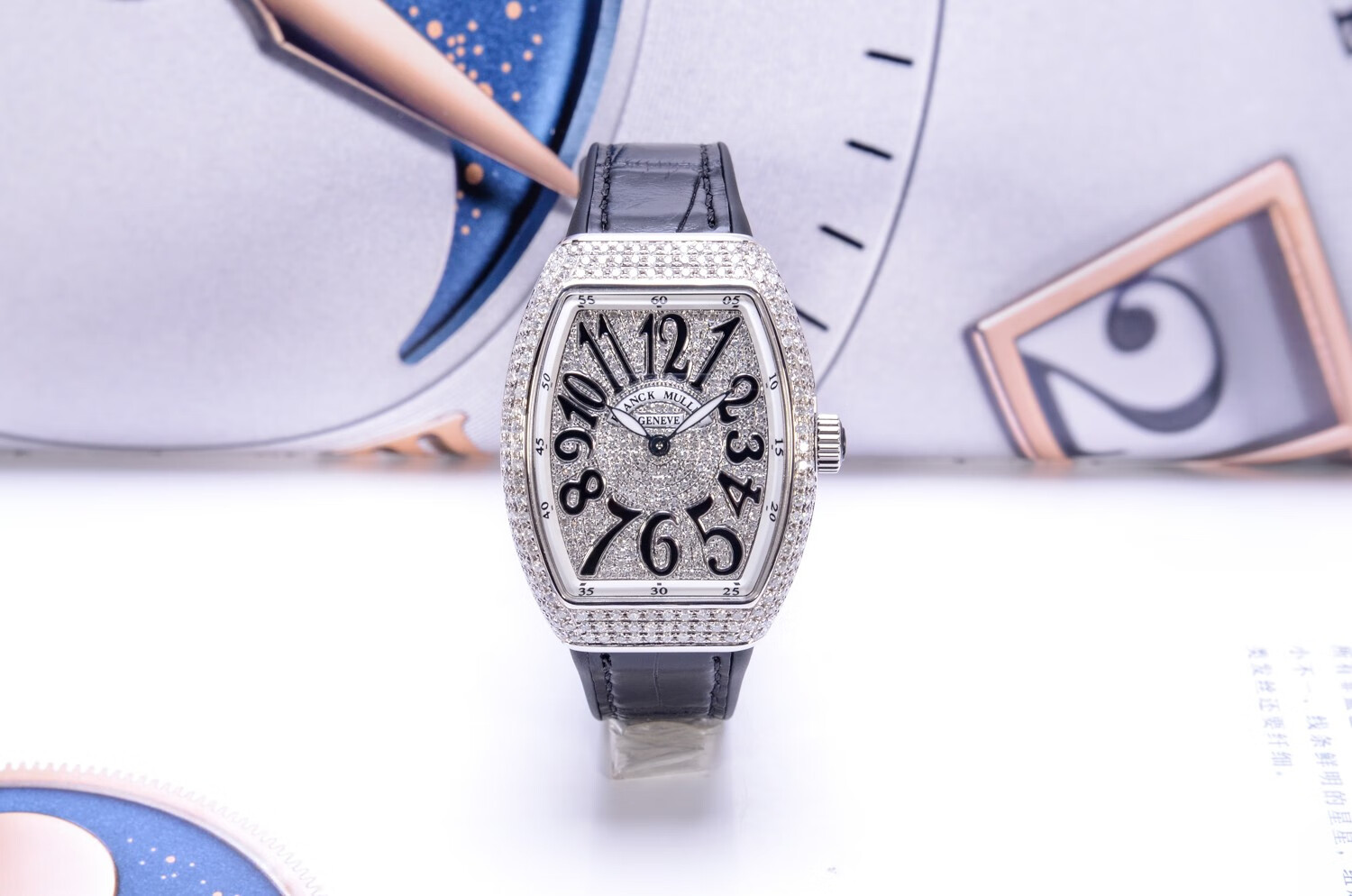 二手95新法兰克穆勒v32vanguard系列满天星镶钻月相石英女士腕表二手