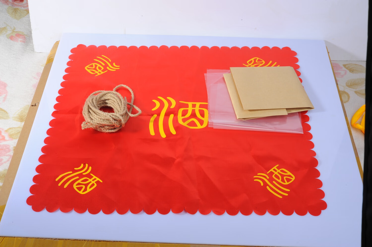 皮筋塑料膜麻绳套装封坛包装缸邮40cm红色酒布封口套装50斤左右酒坛