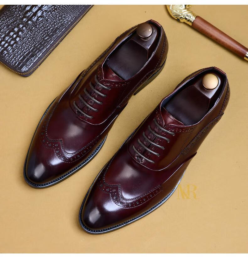 mukaruo高端品牌皮鞋男夏季新款复古商务休闲正装牛津男鞋英伦风舒适