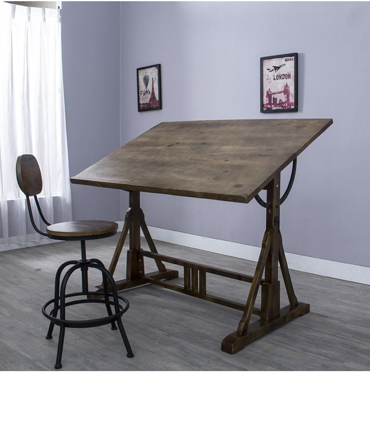 建筑师绘图桌 美术生专用绘画桌绘画桌绘图桌子设计师画图桌实木书桌